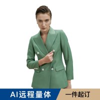 七梭定制GX01女士苹果绿双排六粒扣西装套装职业装