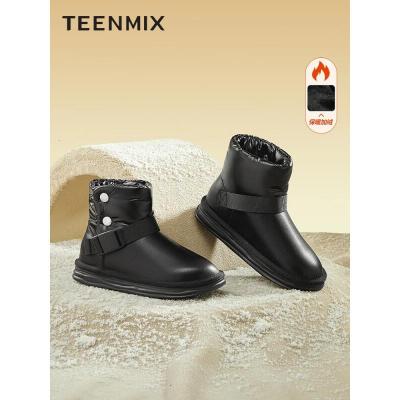 天美意(Teenmix)冬潮酷机能风舒适毛毛鞋女雪地靴NXD07DD2