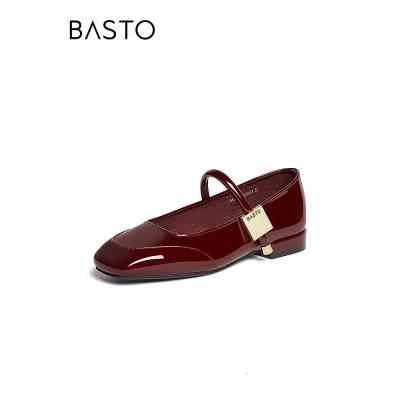 百思图(BASTO)莫奈花园24春季新款法式红色玛丽珍鞋小皮鞋女单鞋M3173AQ4