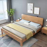 臻远 ZY-SMC-171 实木床卧室床北欧床公寓床家用床 1.8米 单床+活动柜*2