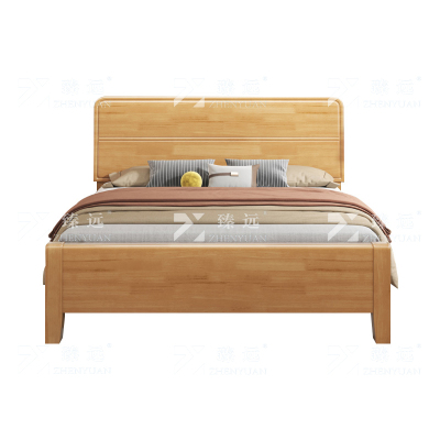臻远 ZY4022906 实木床简约1.5米单人床 榉木色