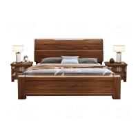 臻远 ZY4022722 实木床1.5米单人床胡桃木含两个床头柜