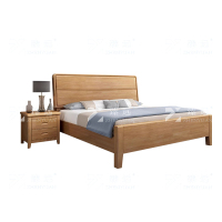 臻远 ZY4022912 实木床简1.8米床含一个床头柜 榉木色