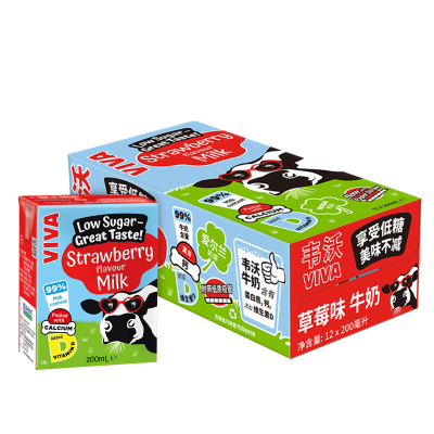 韦沃 爱尔兰进口草莓牛奶/200ml*12盒