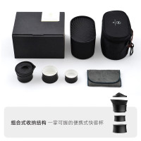 泊喜(Pertouch) 小巨蛋茶具一壶二杯 [黑釉]多功能茶盒版M1 行动版-黑色