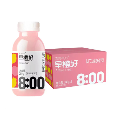 零度果坊 早橙好NFC白桃芭乐混合汁280ml*8瓶装