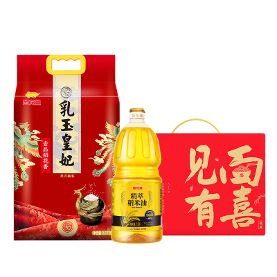 金龙鱼 米面油礼盒B款5.5kg(精萃稻米油1.5L*1+乳玉皇妃壹品稻花香2.5KG*1 +御品八喜挂面188g)