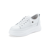 百丽 厚底小白鞋商场同款女套脚简约减龄休闲板鞋U8N1DAM0白色-薄绒