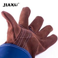 JIAXU 加厚加固劳保手套 革筒电焊手套 二层牛皮焊工手套 JX-22