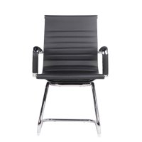 皮质电脑椅 职员办公会议椅 家用弓字形椅 时尚椅D824 黑色