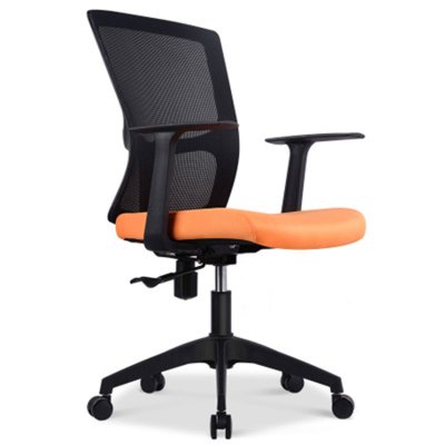 网布电脑椅 职员办公椅 简约会议椅 时尚网椅橙色、黑色转椅