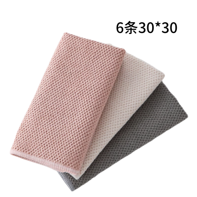 华普思艺6条30*30厨房专用吸水不易沾油掉毛洗碗布玉米粒抹布油利除擦碗桌子百洁布