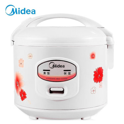 美的(Midea)老式电饭煲饭锅3L机械不粘内胆家用迷你白色印花可拆洗接水盒YJ308J