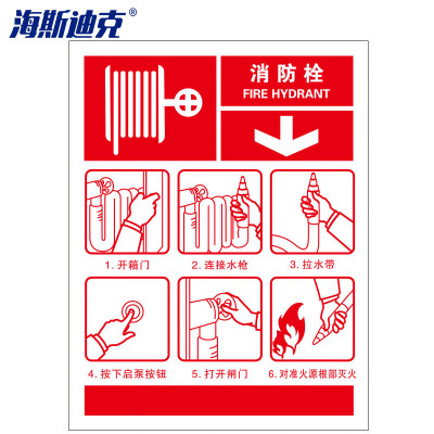 海斯迪克 消防栓使用标识贴(消防栓)不干胶3张 20*26cm消防栓使用标识1 HK-57