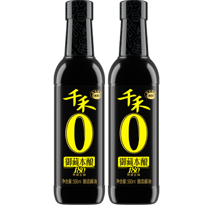 千禾零添加御藏180天500ml*2瓶特级生抽酱油炒菜凉拌点蘸调味