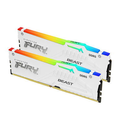 金士顿(Kingston)FURY 64GB(32G×2)套装 DDR5 5200 台式机内存条 RGB灯条 白色款