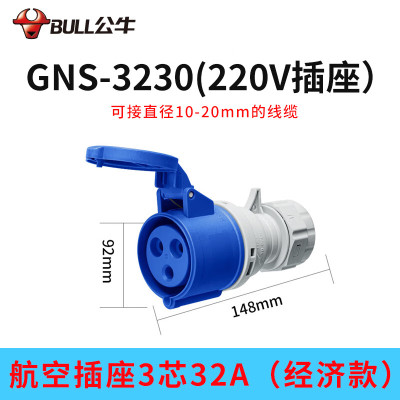 公牛BULL 220V三芯32A[母头]GNS-3230经济款