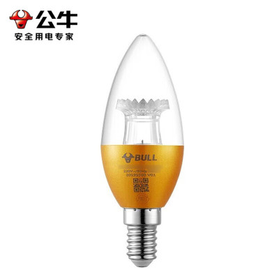 公牛 MQ-D003A-BS E14 LED灯泡3W 金色蜡烛泡3000K (暖白光)