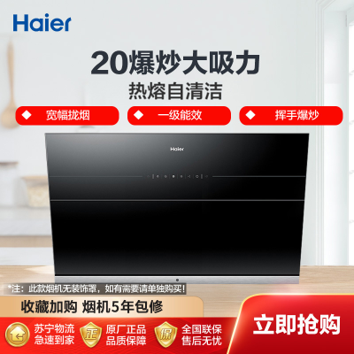 海尔(Haier)抽油烟机CXW-219-EC905T 20爆炒大吸力 热熔自清洁 触控 一级能效 侧吸式 海尔厨房电器