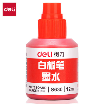 得力(deli)12ml可加墨白板笔墨水 S630 红色