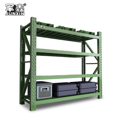 军鑫 仓储置物架库房展示架子快递架 四层主架300kg/层150*50*200cm 军绿色 JJL-041