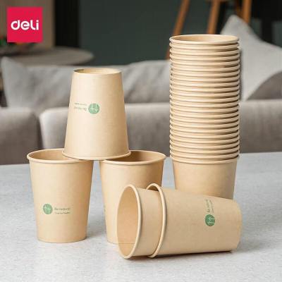 得力(deli)灰色 250ml竹纤维一次性杯子 19208 水杯/纸杯 100只装[ 纸杯 1包]