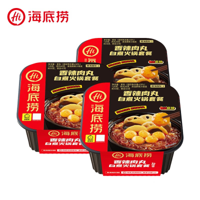海底捞自热火锅方便速食加班懒人食品 香辣肉丸272克*3盒