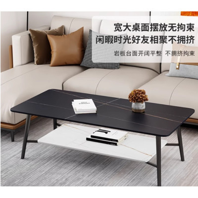 企乐丰岩板茶几现代简约长方形双层意式高端办公茶几1.2米