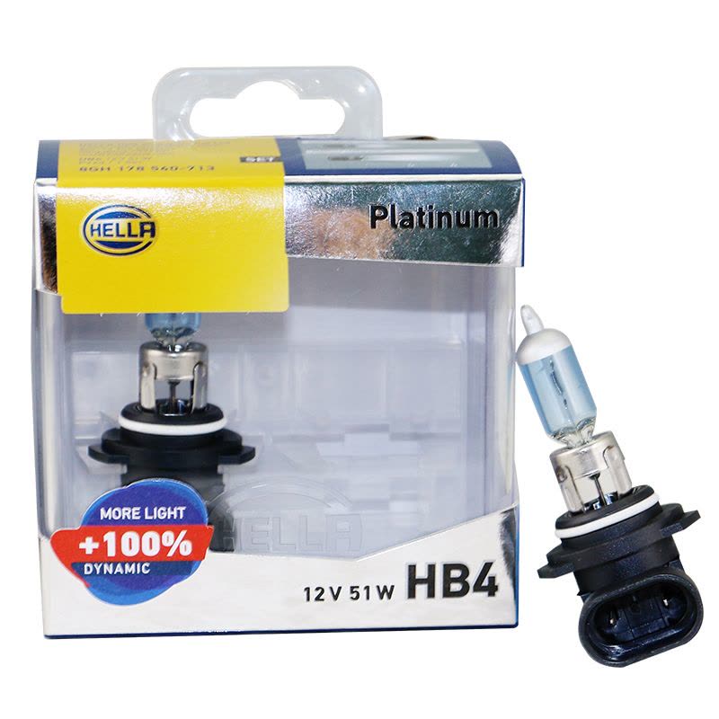 海拉(HELLA) HB4(9006) 汽车灯泡 大灯灯泡/近光/远光/卤素/升级灯泡 增亮100% 3700K图片
