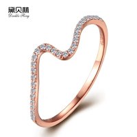 黛贝林珠宝正品18k玫瑰金钻石戒指排钻群镶扭臂钻戒几何形婚戒女