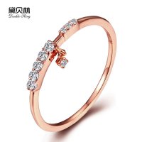 黛贝林珠宝正品18k玫瑰金钻石戒指群镶排钻婚戒单钻挂靠结婚戒女