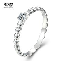 黛贝林珠宝白18k金钻石戒指单钻镶嵌关节戒订婚求婚钻戒女