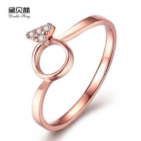 黛贝林珠宝正品18k玫瑰金钻石戒指圆圈三角形群镶钻婚戒女戒