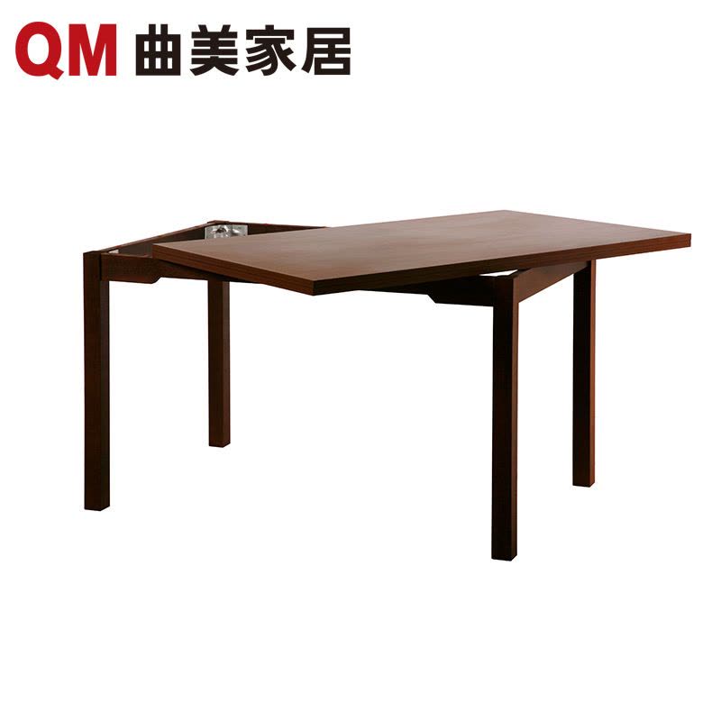 曲美家居（QM） 简约现代木质餐厅家具套装 家庭用折叠旋转餐桌+餐椅图片