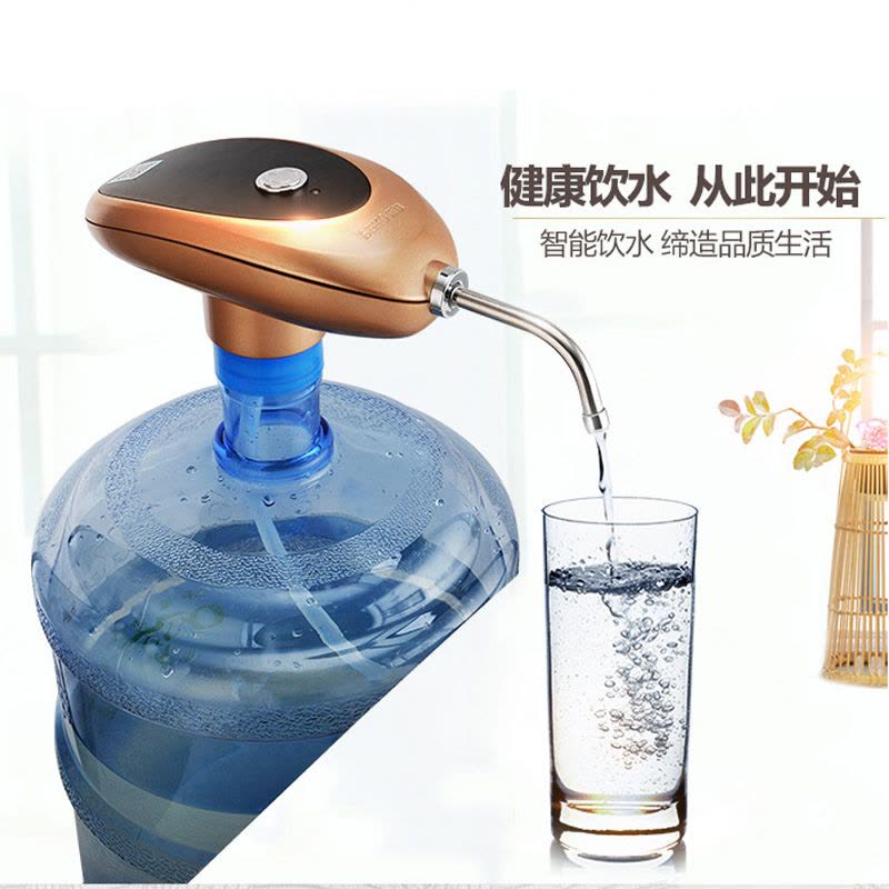 SEKO新功PL-6电动抽水器USB充电式饮水机吸水器矿泉水桶压水器自动上水器金色图片