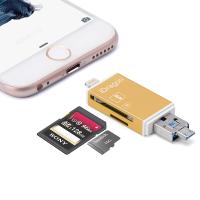 iDragon苹果TF内存卡读卡器 单反相机SD读卡器 iPhone x/8 扩容金属多功能OTG读卡 金色