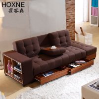 霍客森布艺可折叠沙发床多功能床现代小户型单人双人1.5/1.8储物