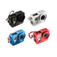 登品for gopro hero4/3+配件 二代铝合金外壳 多功能 狗笼 散热壳 边框 (银色)