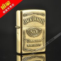 打火机zippo正版原装专柜正品金/银色杰克丹尼沾边酒标芝宝 zp