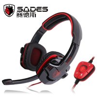 SADES/赛德斯 SA-901 7.1声道电脑游戏耳机 头戴式 红黑色USB电脑耳麦