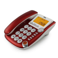 TCL 207 电话机 免电池 大屏背光 双接口 大按键 老人机 （贵妃红）