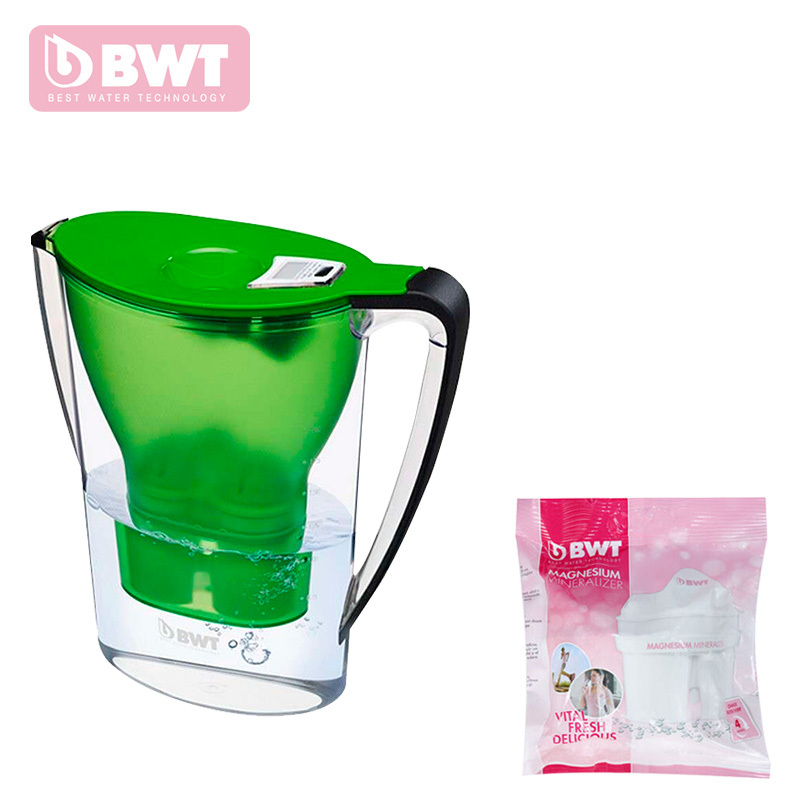 德国BWT倍世净水壶直饮 一壶两芯便携户外净水壶过滤净水器净水杯2.7升 绿色