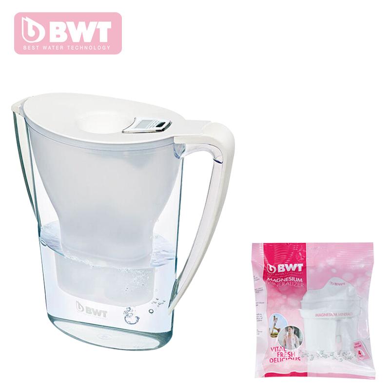 德国BWT倍世净水壶 一壶两芯 直饮便携户外净水壶过滤净水器净水杯2.7升 白色