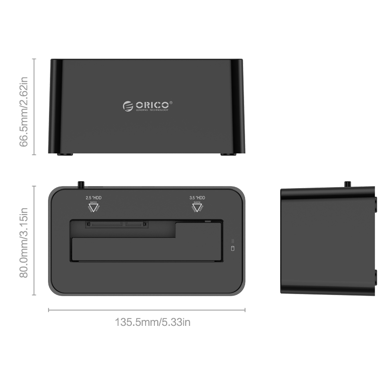 Orico/奥睿科 6619C3 2.5/3.5寸通用硬盘座Type-c硬盘盒sata移动硬盘盒子
