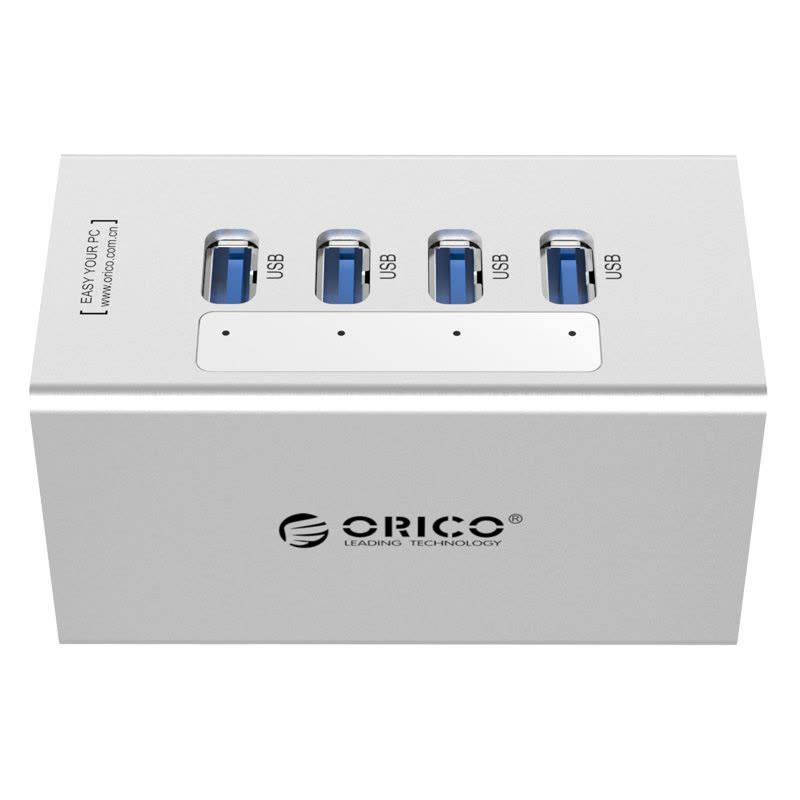 Orico/奥睿科 A3H4-BK 铝USB3.0分线器MAC接口扩展器usb集线器hub带电源外接硬盘 4口银色图片