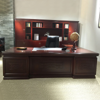 好环境家具 2.8米实木皮老板桌 3.2米总裁办公桌 中式油漆大班台