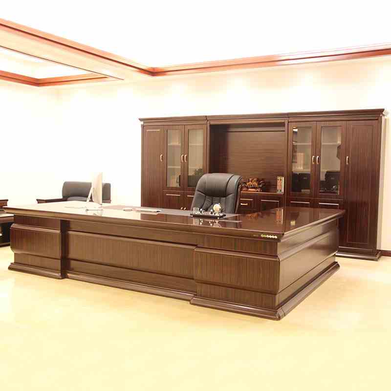 实木皮大班台 油漆总裁桌 3.2米老板桌 经理台 主管办公桌