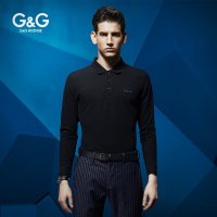 G&G男装 断码男士长袖t恤 纯棉翻领多色款T恤韩版修身男长袖