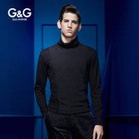 G&G男装 断码男士高领衫弹力长袖T恤韩版修身打底衫男舒适莫代尔