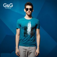 G&G男装夏季男式短袖T恤衫男士纯棉圆领丝光棉T恤男修身韩版青春